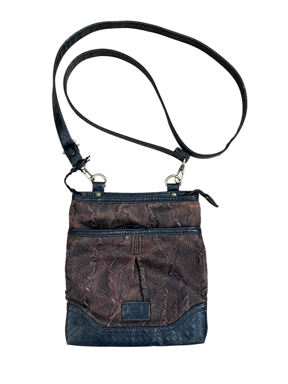Adolfo Dominguez Leather Snakeskin Crossbody Bag